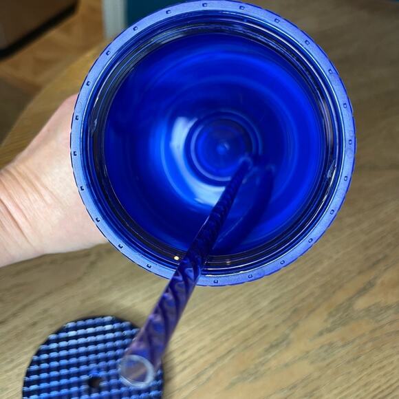 Starbucks Blueberry Glitter Grid Cold Cup Tumbler 24oz Summer 2023 Blue Shimmer - Picture 4 of 5